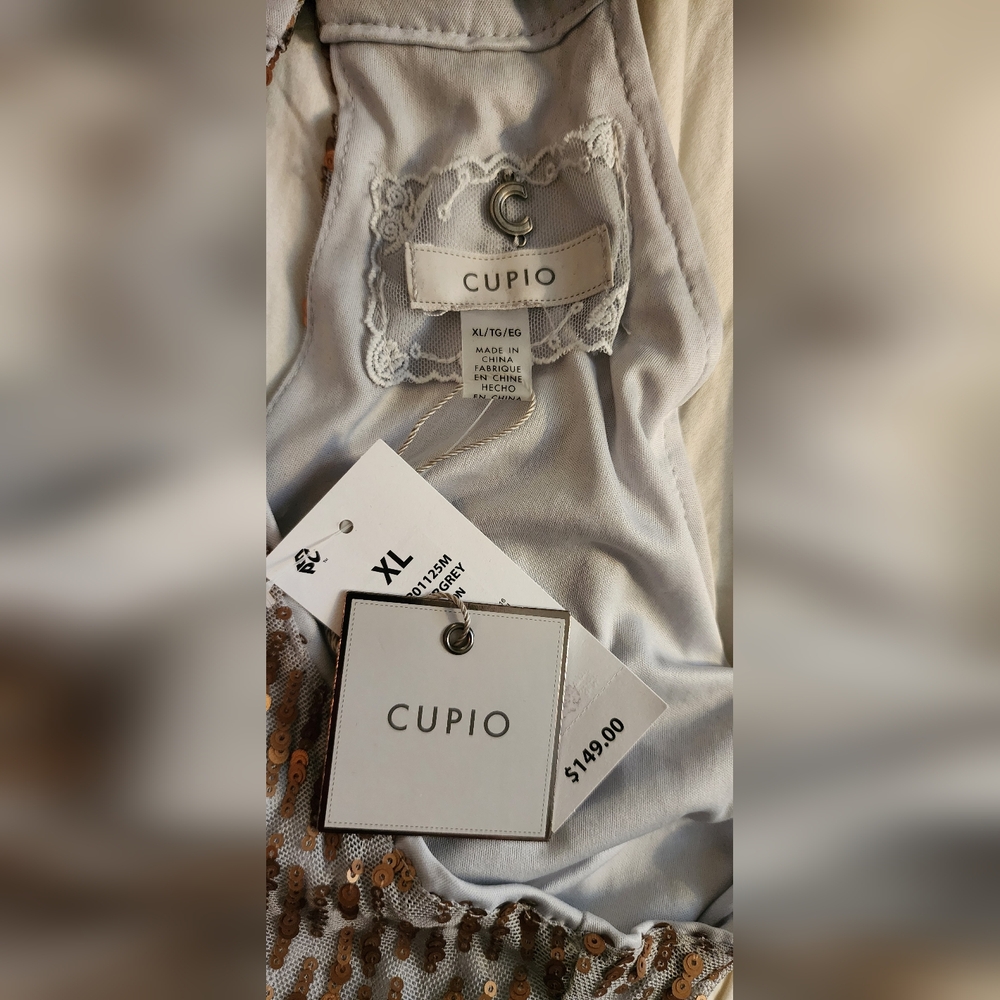 Cupio Heather Grey With Gold Sequins Maxi Dress. NWT. - Picture 9 of 12